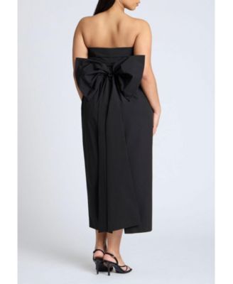 Women's Plus Size Pleated Bodice Bow Detail Dress