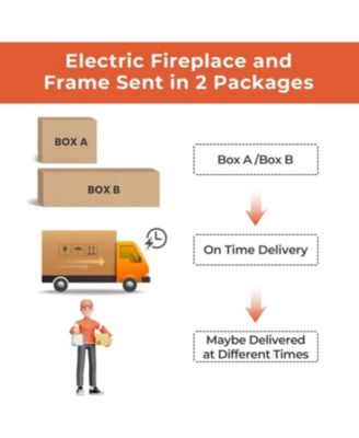 Electric Fireplace Mantel Package Wooden Surround Firebox TV Stand Free Standing Electric Fireplace Heater with Logs, Adjustable Led Flame, Remote Control, 750W-1500W