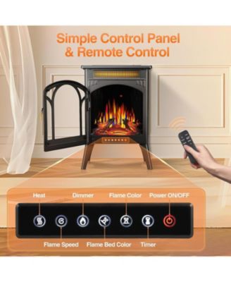 1500W Electric Fireplace Heater with 3D Flame, Remote, Timer & 5100 BTU – Freestanding Infrared Heating for Indoor Use