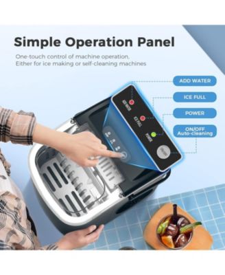 Portable Ice Maker, 26 lbs/day, 9 bullet cubes in 7 mins, self-cleaning, with scoop & basket—ideal for home, office, or kitchen.