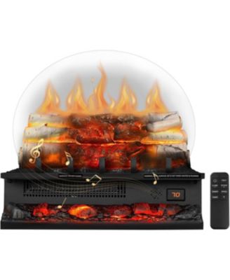 20" Electric Fireplace Log Heater with Crackling Sound, 750W/1500W, Remote, Timer & Overheat Protection for Home/Office