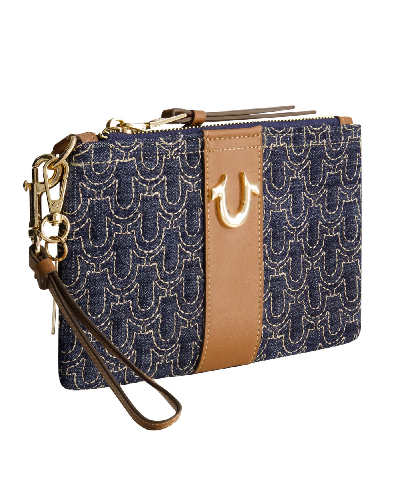 Женский кошелёк True Religion Quilted Horseshoe Wristlet Pouch, цвет: Тёмный джинсовый — фото 3