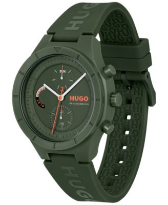 Men's Lit Multi Quartz Multifunction Green Silicone Watch, 44mm
