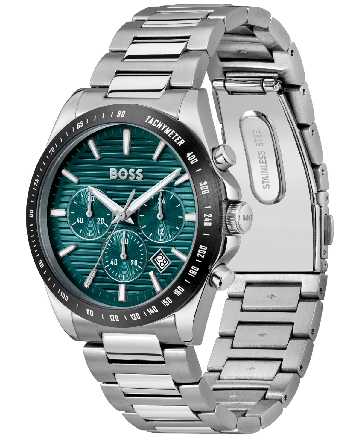 Hugo Boss Men's Strike Quartz Chronograph Silver-tone Stainless-steel Watch, 41mm In Silver-tone