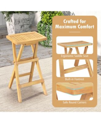Set of 2 No Assembly Outdoor Bar Stools with Countered Seat