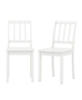 Wood Dining Chair Set of 2 with Rubber Wood Legs