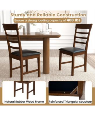 Wooden Dining Chair with Rubber Wood Frame Set of 2