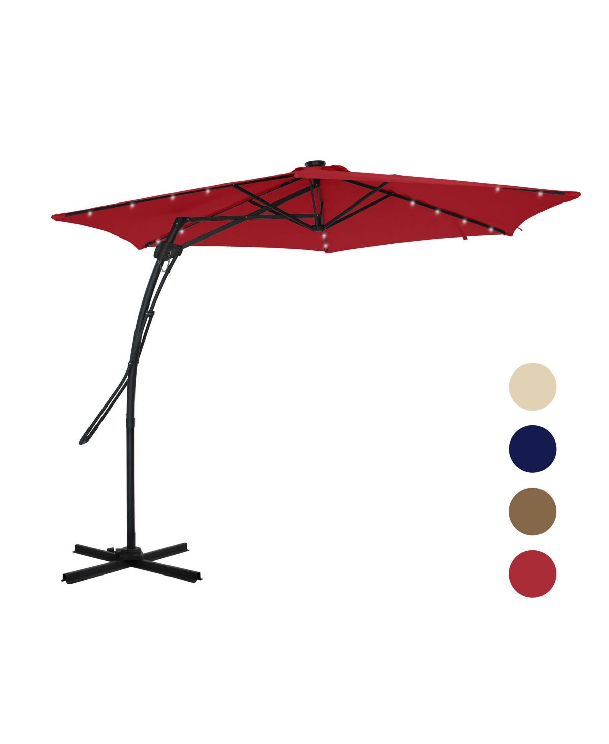 10ft Outdoor Patio Cantilever Umbrella with Waterproof and Uv Resistant - Red