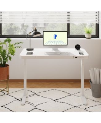 EG9W-E, Electric Height Adjustable Glass Top Standing Desk, Black