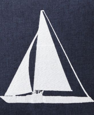 Sailboat Horizons Embroidered Square Pillow, 20" X 20"