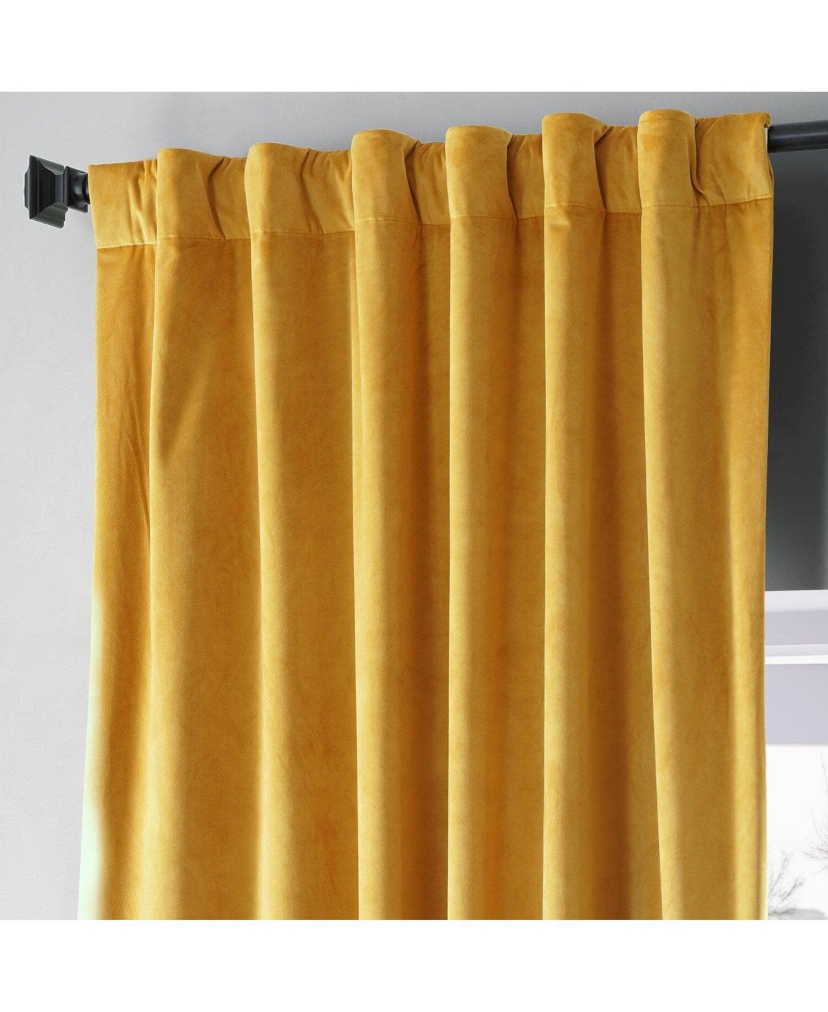Half Price Drapes Sophomore Gold Signature Plush Velvet Hotel Blackout Curtain In Gold