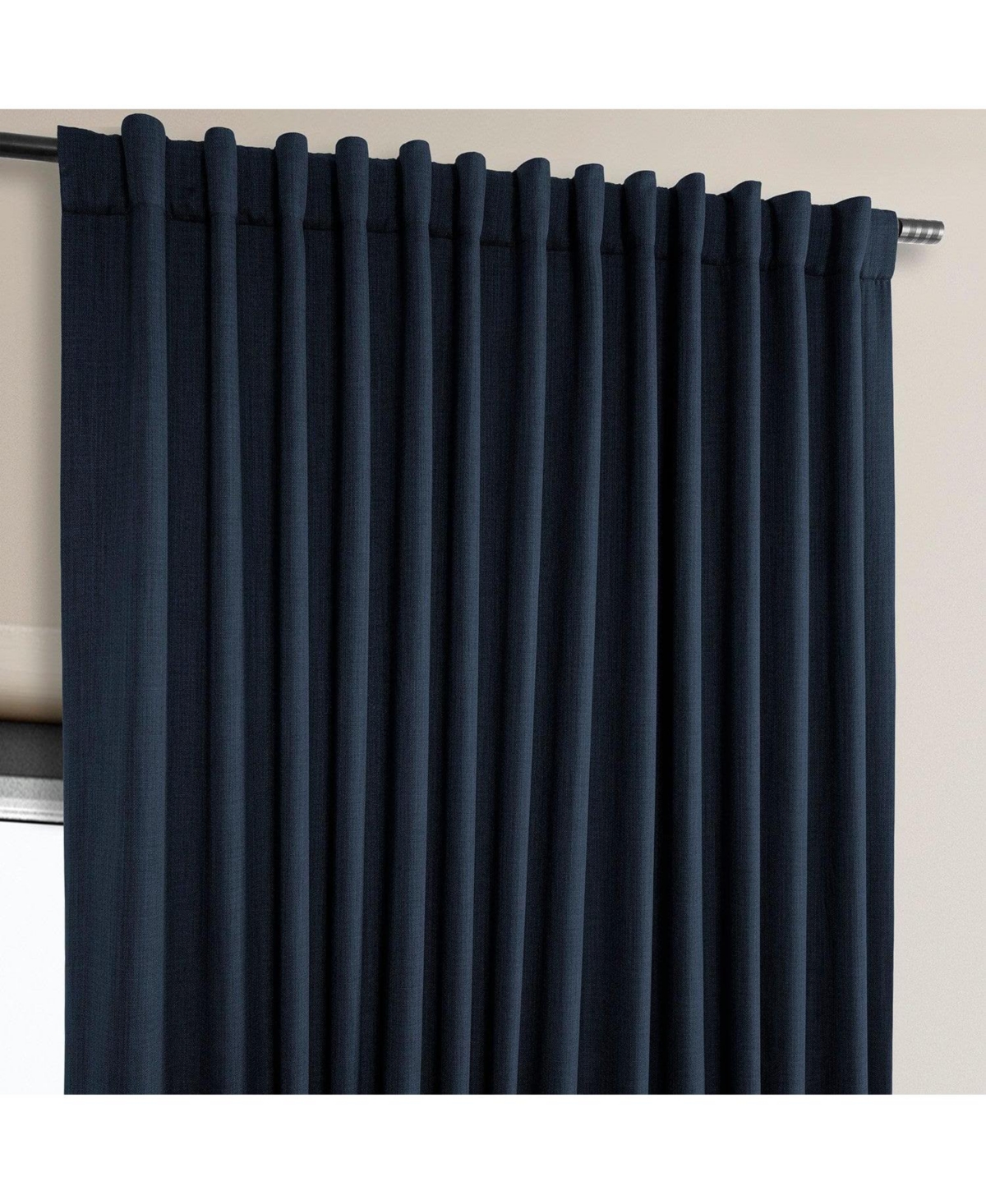 Half Price Drapes Extra Wide Textured Faux Linen Room Darkening Curtain In Blue
