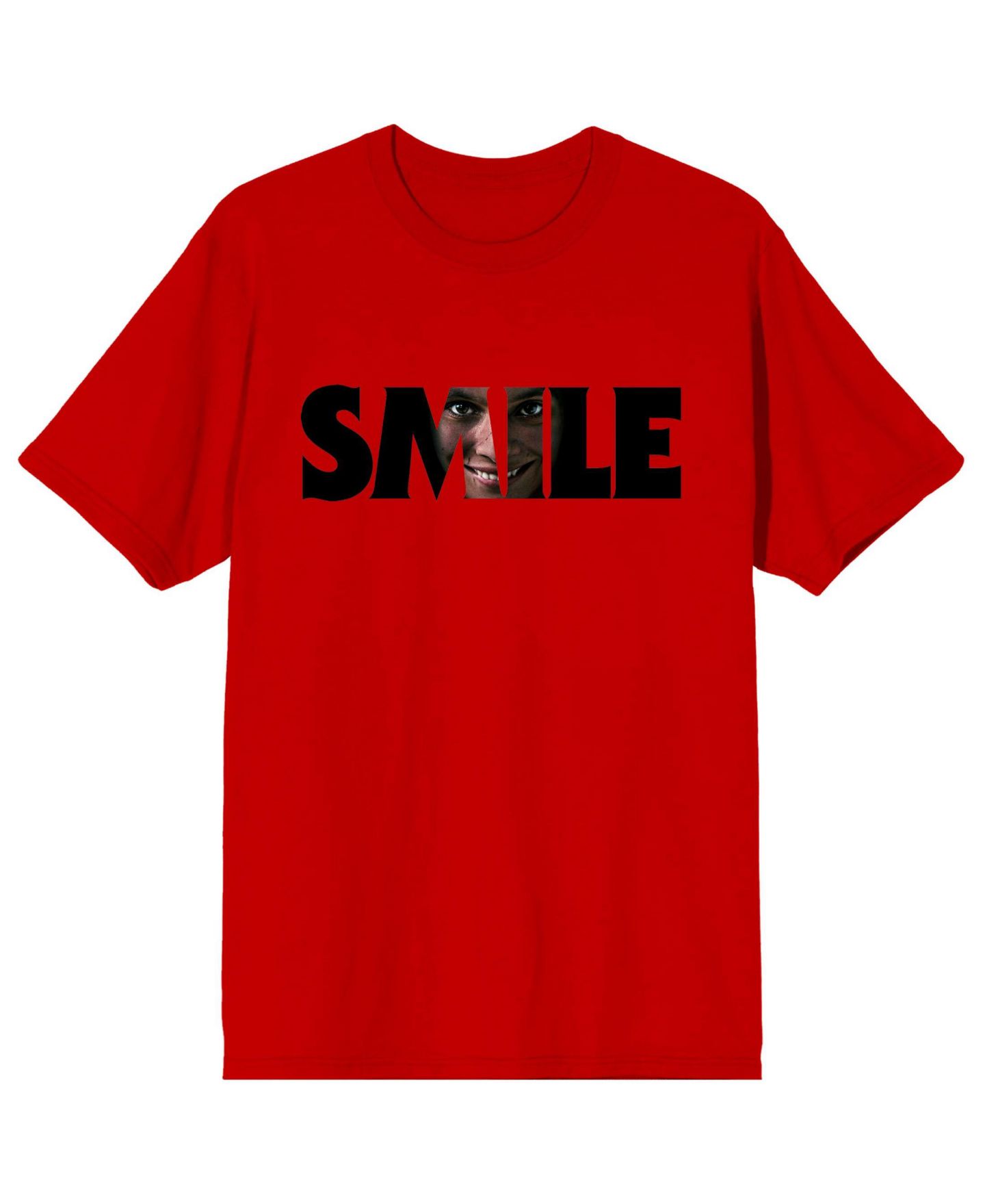 Мужская футболка Smile Text With Hidden Face Crew Neck Short Sleeve Adult Red T-shirt-XXL, цвет: Красный — фото 1
