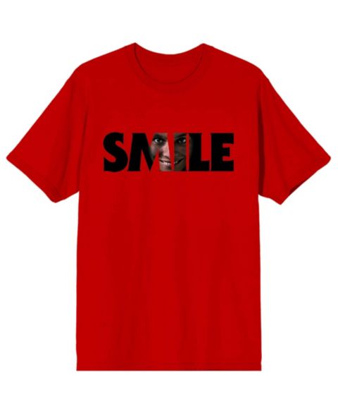 Мужская футболка Smile Text With Hidden Face Crew Neck Short Sleeve Adult Red T-shirt-XXL, цвет: Красный