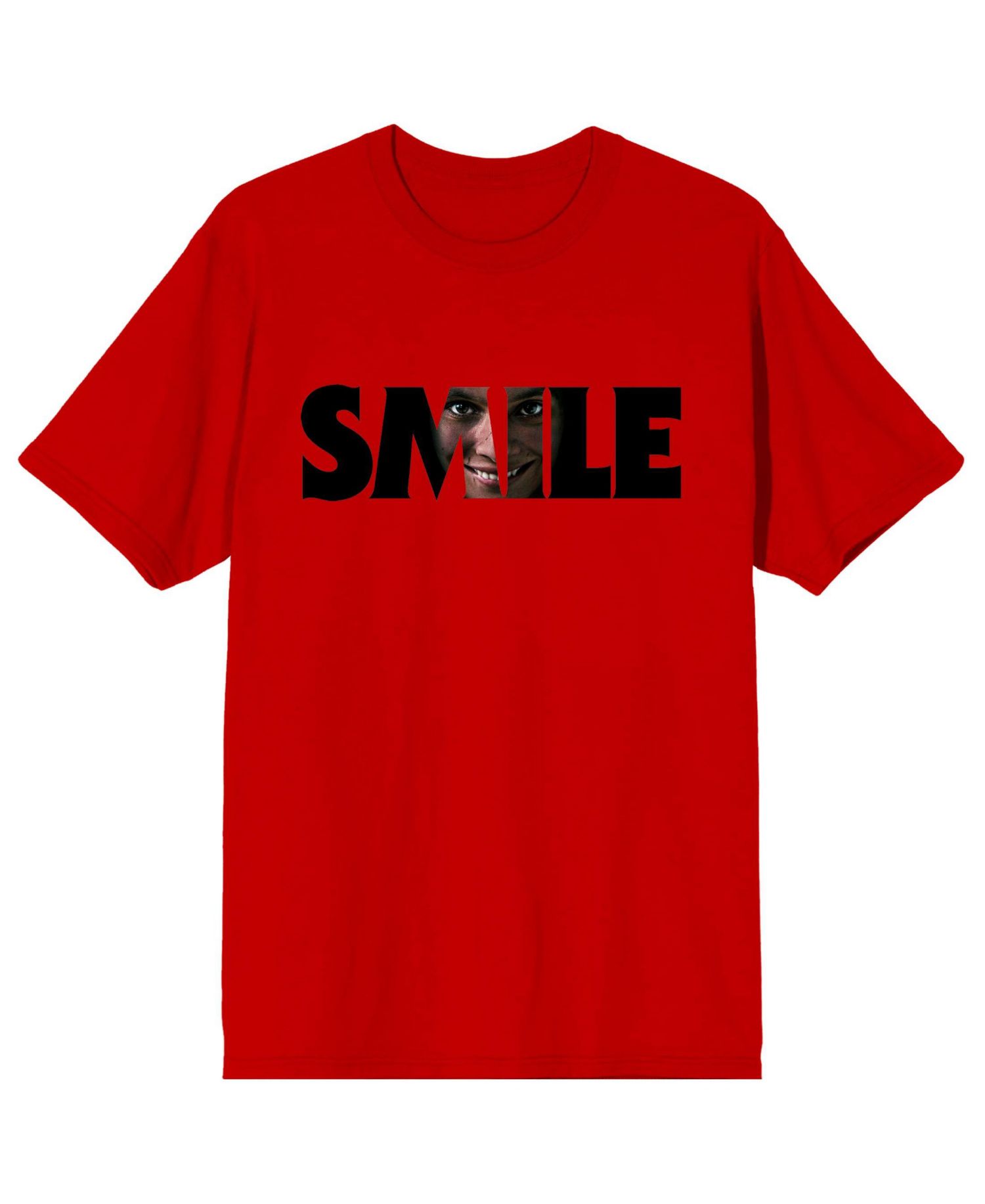 Men's Text With Hidden Face Crew Neck Short Sleeve Adult Red T-shirt-XXL