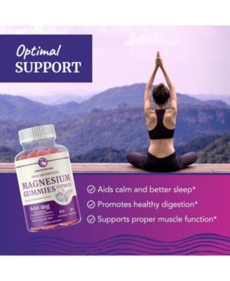 Magnesium Citrate Gummies, Absorption Magnesium for Calm, Relaxation & Digestion, Raspberry Flavor, 60ct
