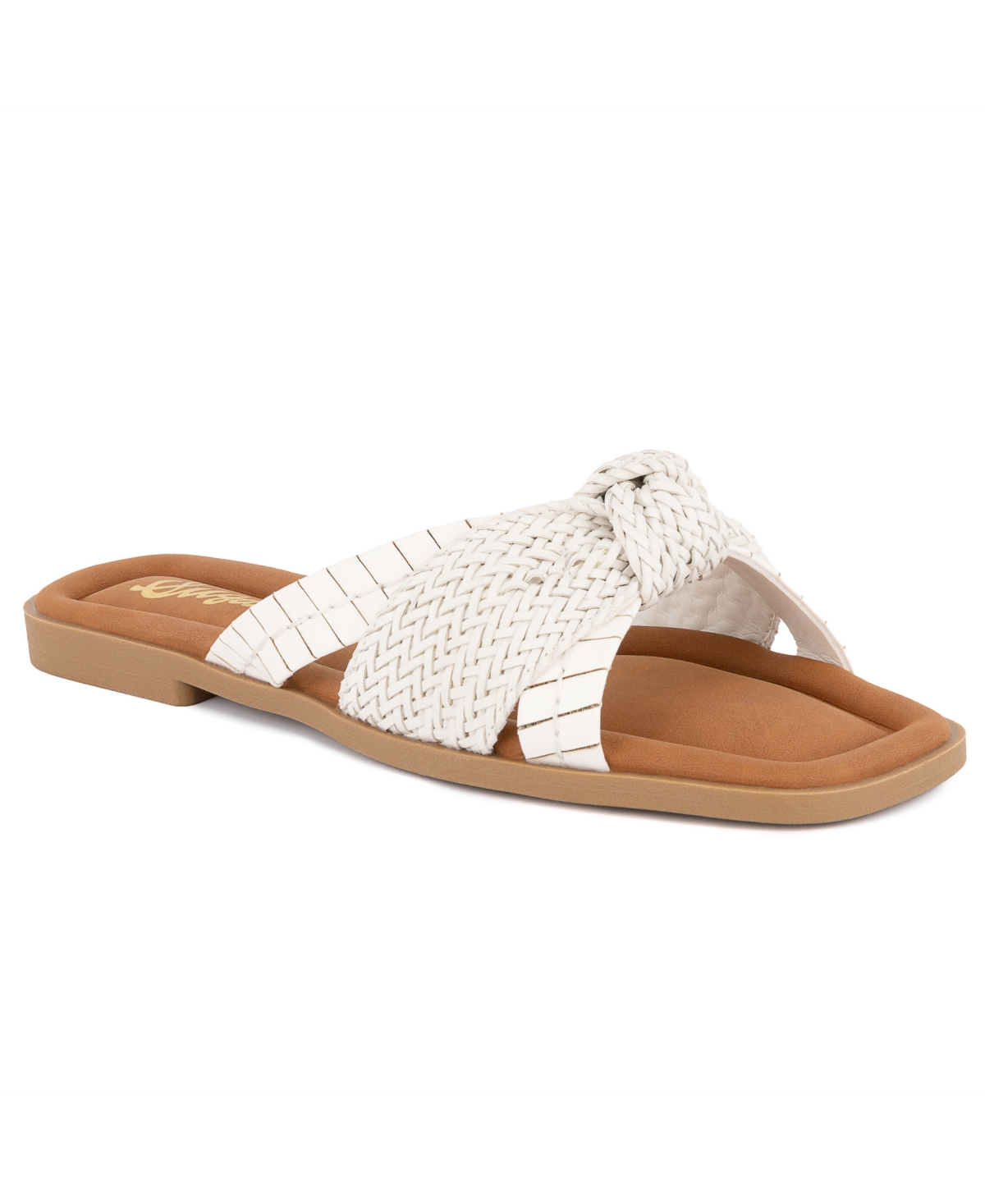Women's Serona Open Toe Woven Knot Flat Sandals - Cognac