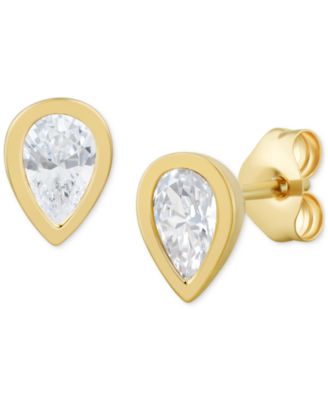 Macy's - Diamond Pear Bezel Solitaire Stud Earrings (1/2 ct. t.w.) in 14K Gold
