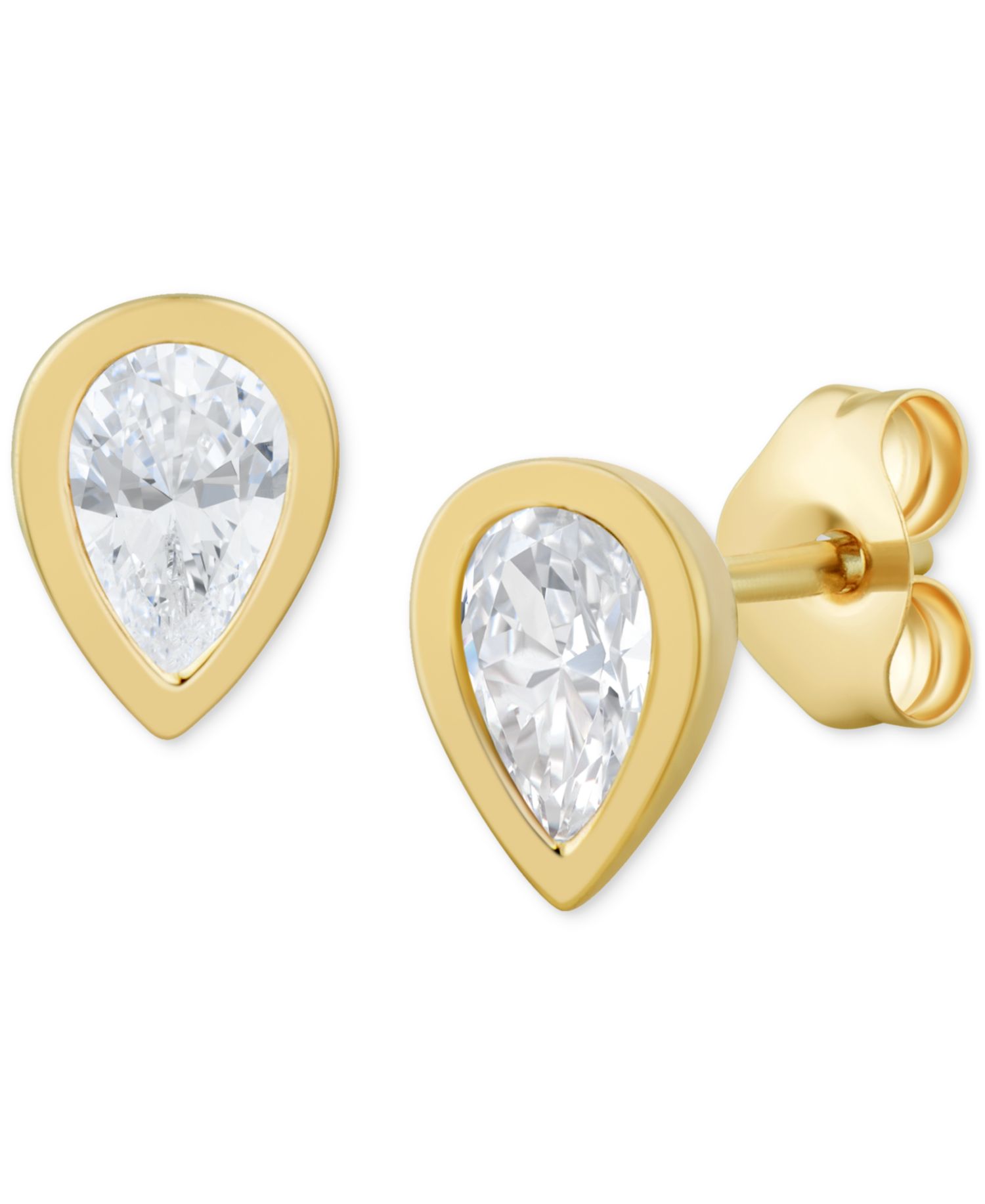 Diamond Pear Bezel Stud Earrings (1/2 ct. t.w.) in 14K Gold