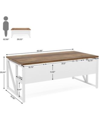 63 inches Computer Desk with Bottom Storage Shelf Home Office Desk Writing Table for Workstation, Cabinet not Included