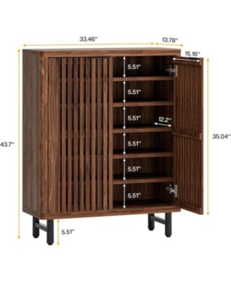 6-Tier Freestanding Shoe Cabinet with Shutter Doors and Adjustable Shelves for Entryway and Hallway