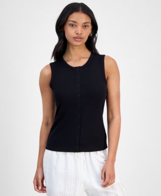 And Now This - Women's Snap-Closure Ribbed Tank