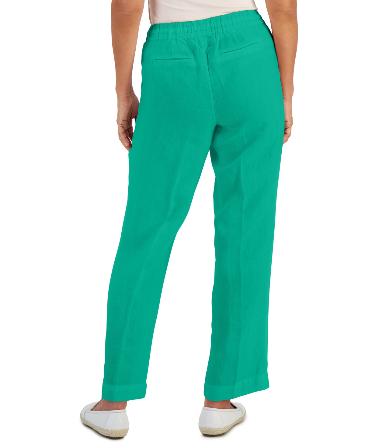 CHARTER CLUB PETITE 100% LINEN DRAWSTRING PANTS, CREATED FOR MACY'S 