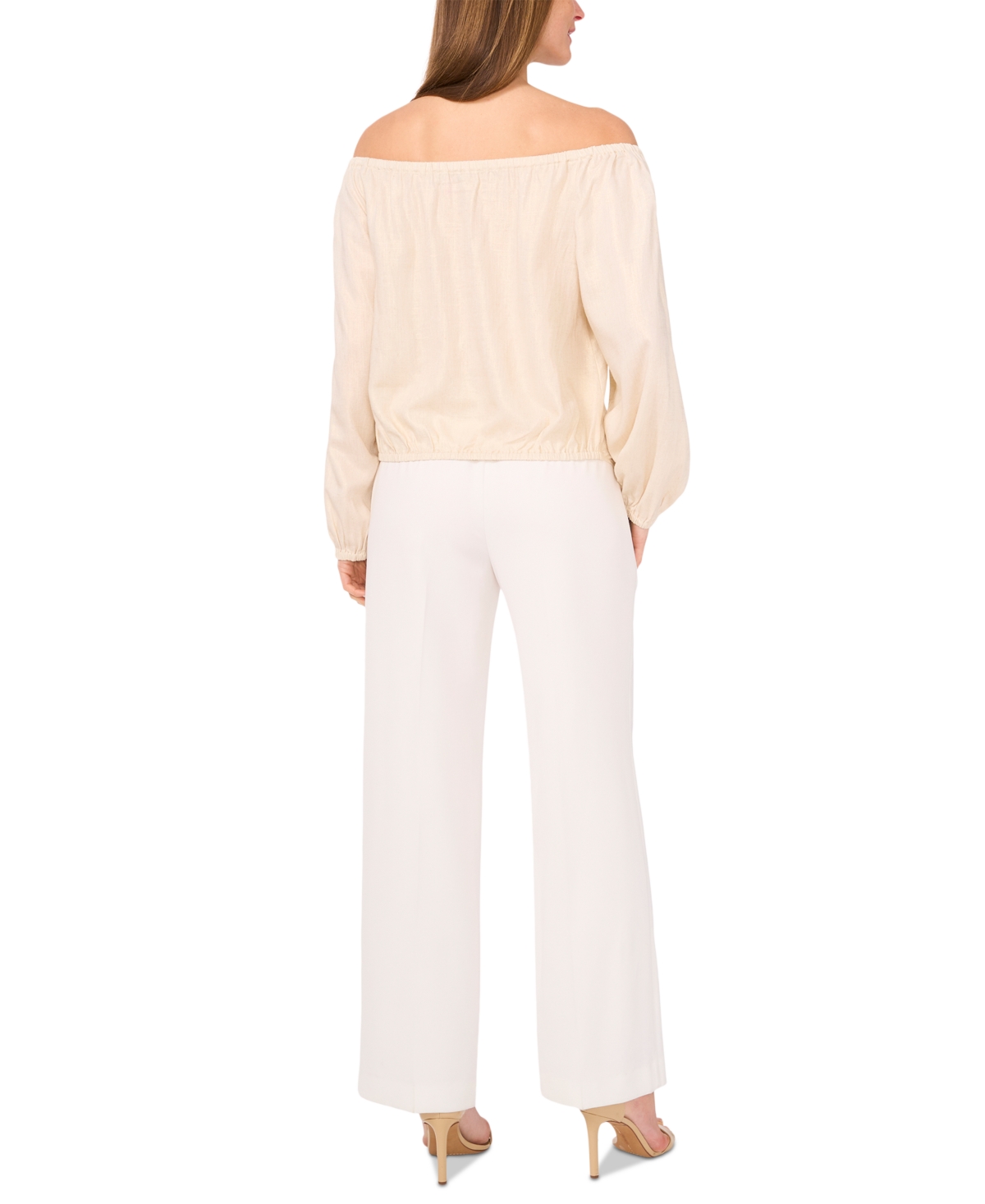 VINCE CAMUTO WOMEN'S OFF-THE-SHOULDER TIE-HEM BUTTON-FRONT TOP 
