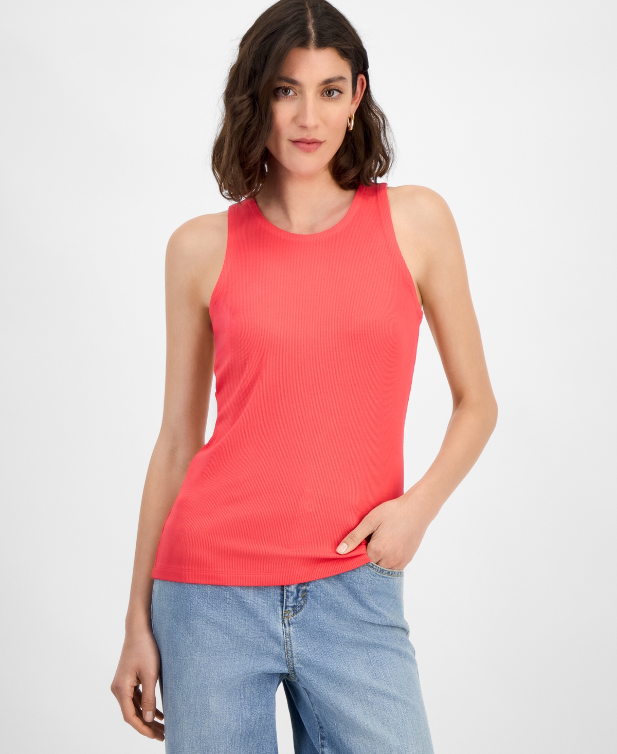 Inc International Concepts Women's Ribbed Knit Tank Top, Exclusively At Macy's In Starfish P