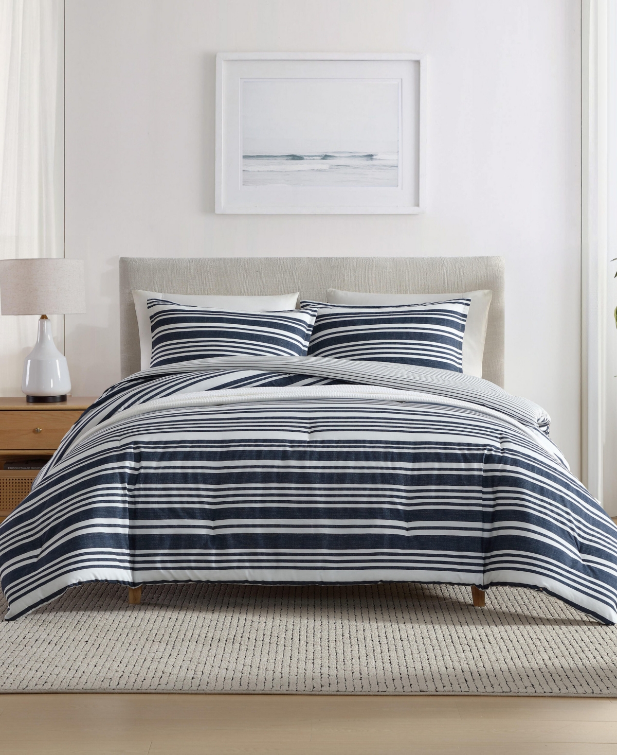 Nautica Coastline Stripe 3-pc. Comforter Set, King In Captains Blue