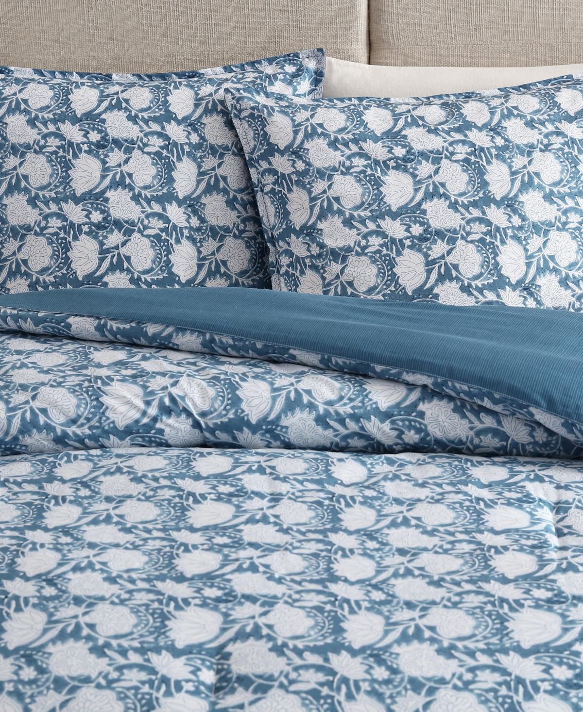 Nautica Bayport Floral Cotton Reversible 3-pc. Comforter Set, Full/queen