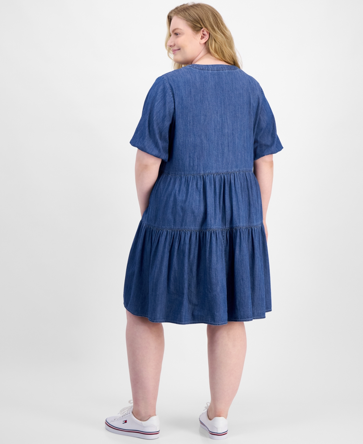 Tommy Hilfiger Plus Size Tiered Chambray Dress