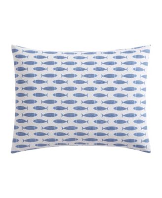 Woodblock Fish Percale 2-Pc. Duvet Cover Set, Twin