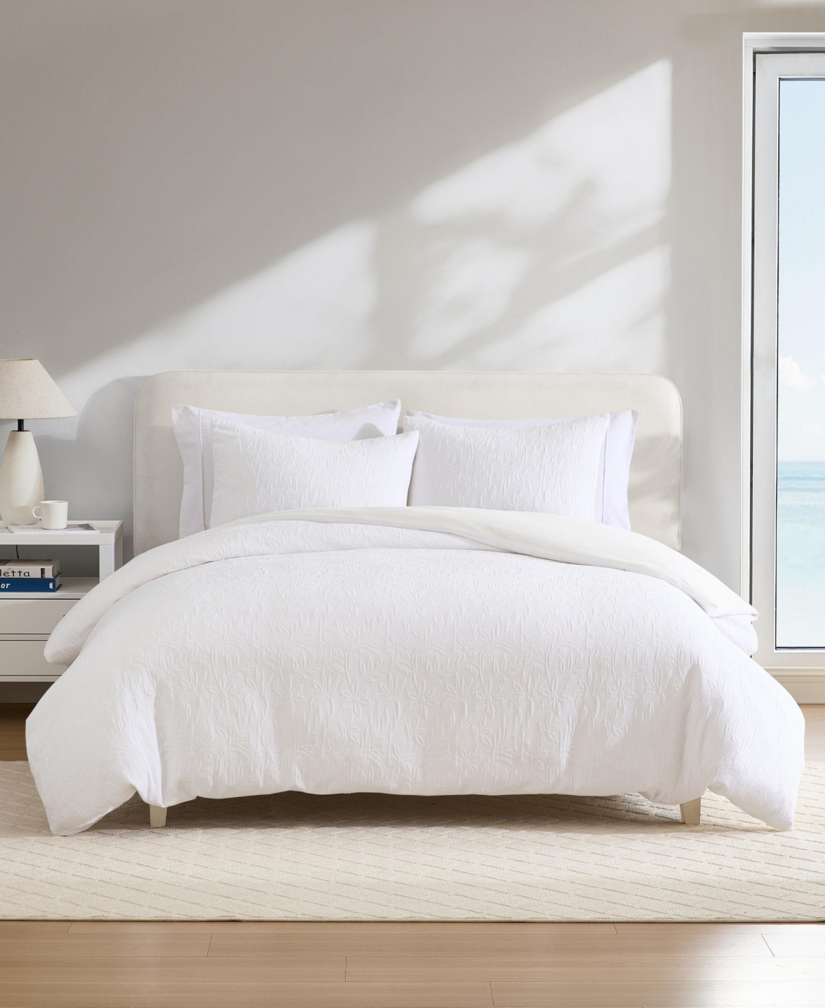 Nautica Seaside Floral Jacquard 2-pc. Duvet Cover Set, Twin In White