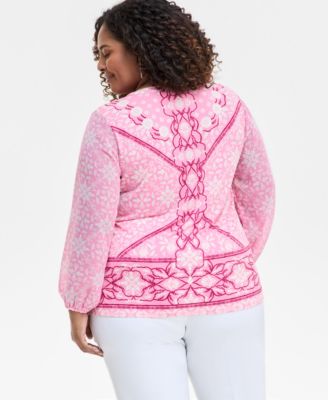 Plus Size Printed Embellished Top, Exclusively at Macy's
