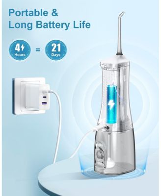 300ml Cordless Water Flosser with 4 Jet Tips, Portable Water Dental Flossers, IPX7 Waterproof Rechargeable Oral Irrigator with 4 Modes for Home Travel