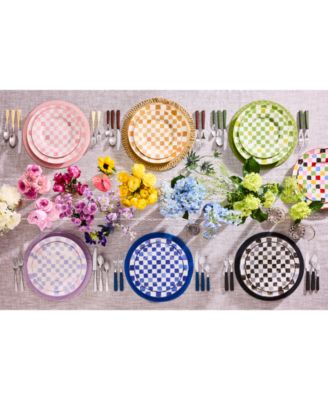 Black Check Round Platter