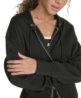Women's Geo Jacquard Cropped Full-Zip Hoodie