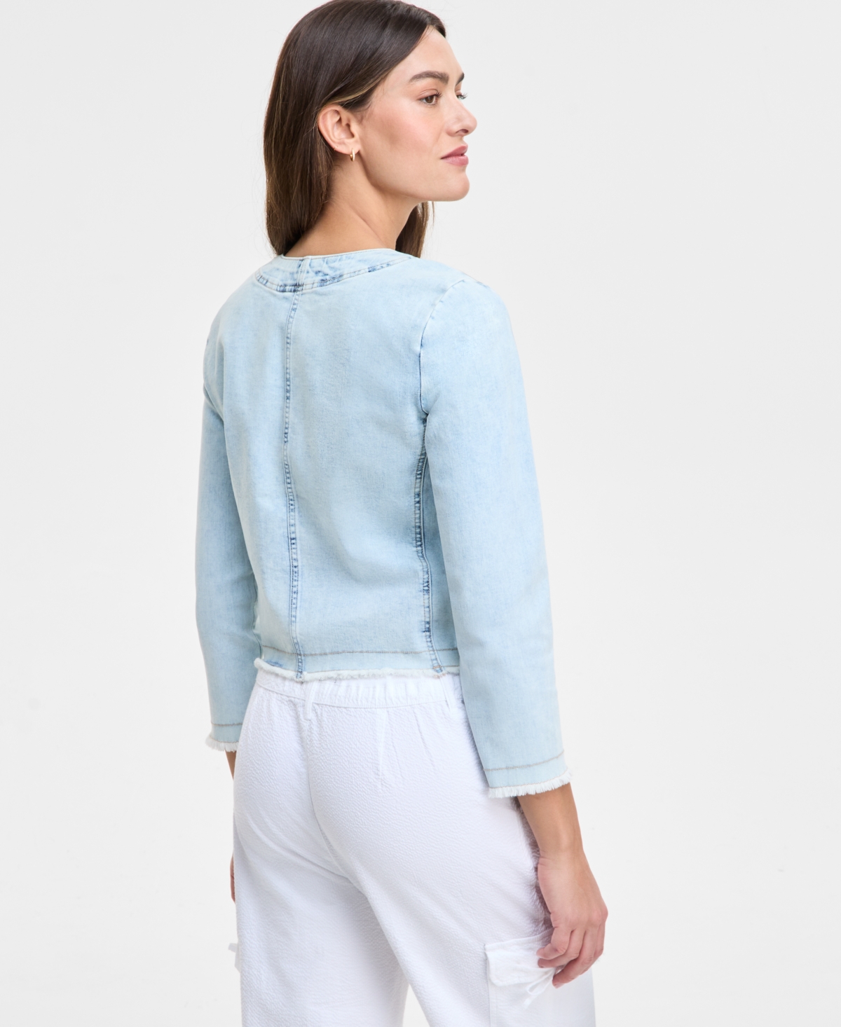 Nautica Jeans Women's Collarless Denim Jacket In Ariella Wash
