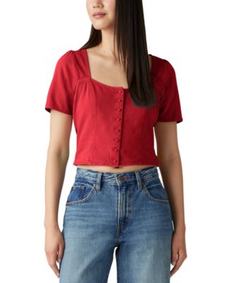 売れ筋商品|||リーバイス カットソー トップス レディース Women's Pascale Cotton Square-Neck Blouse Old 517 - Light Wash Levi's Women's Pascale Cotton Square-Neck Blouse - Macy's