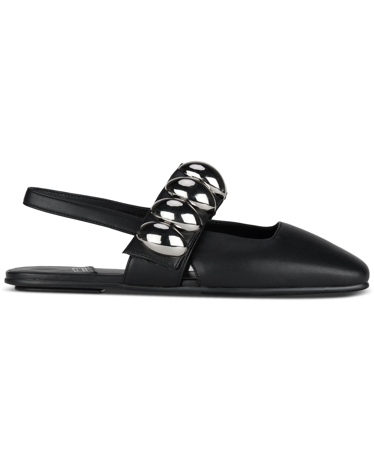 Jeffrey Campbell Manon Dome-studded Slingback Flats In Black Silver