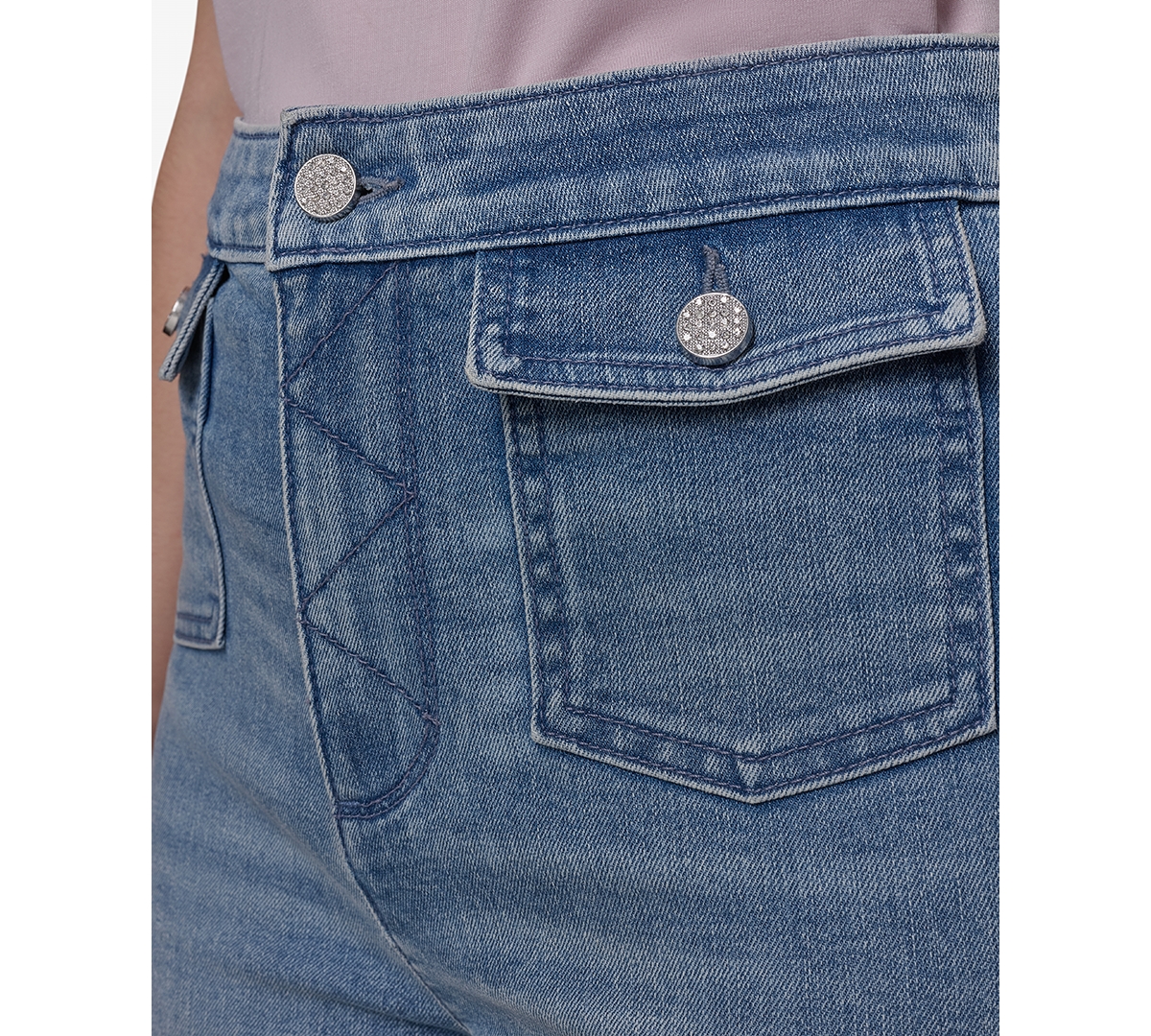 Shop Karl Lagerfeld Women's Patch Pocket Flare-leg Jeans