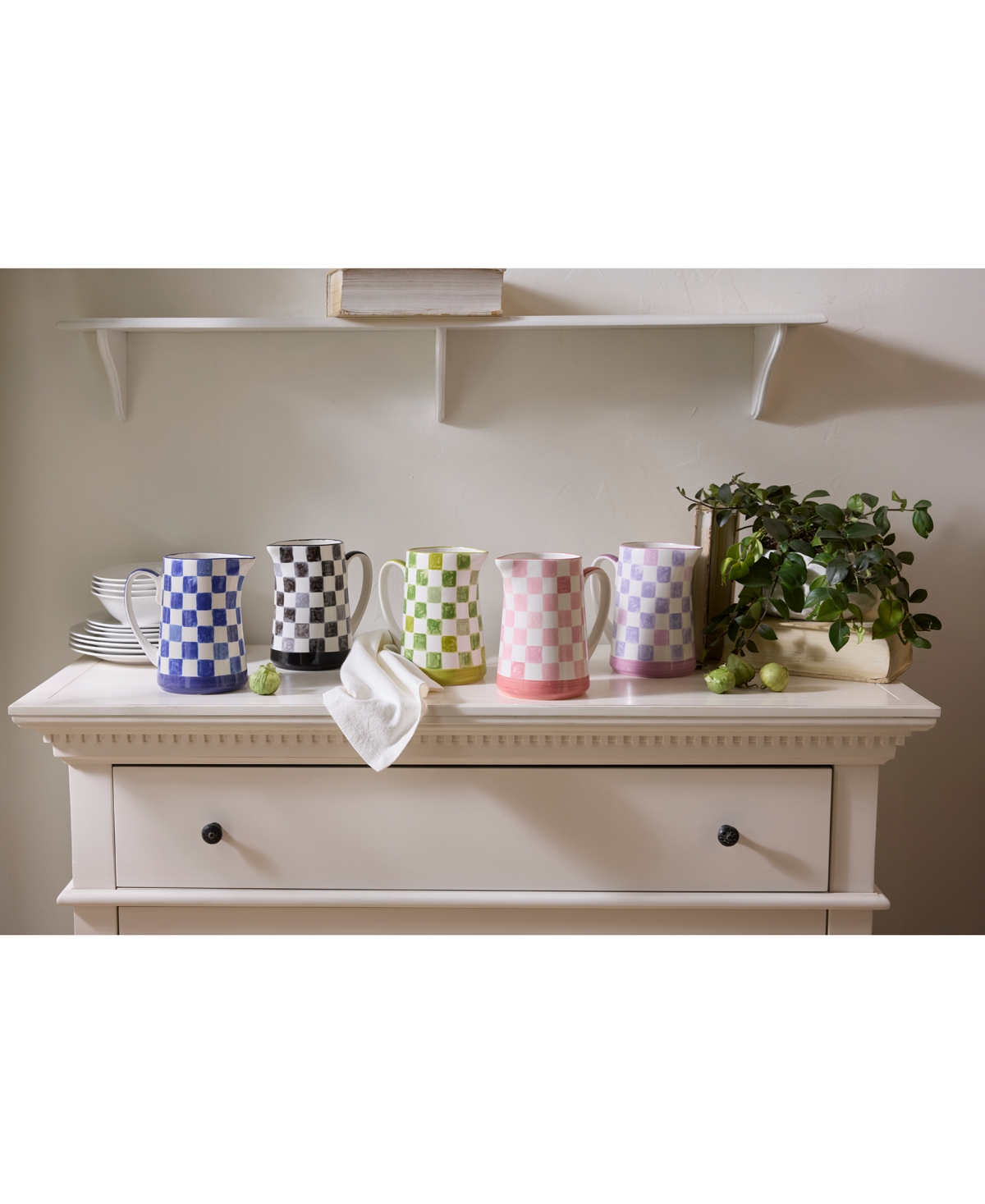 Mackenzie-childs Indigo Check Pitcher