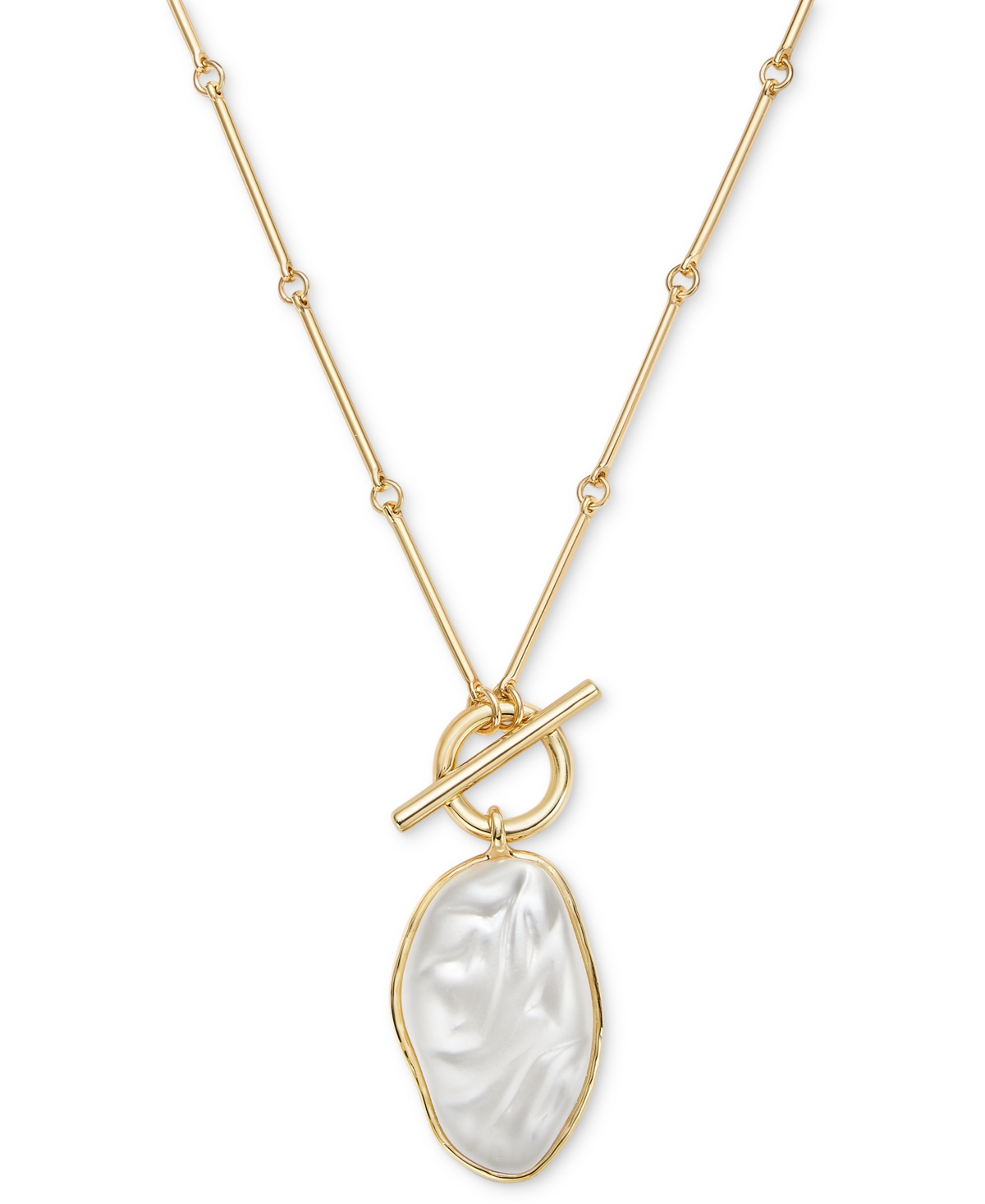 Gold-Tone Imitation Pearl Pendant Long Necklace, 28" + 3" extender, Exclusively at Macy's - White