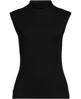 Women's Cap Sleeve Drapey Rib Fitted Funnel Neck Tank
