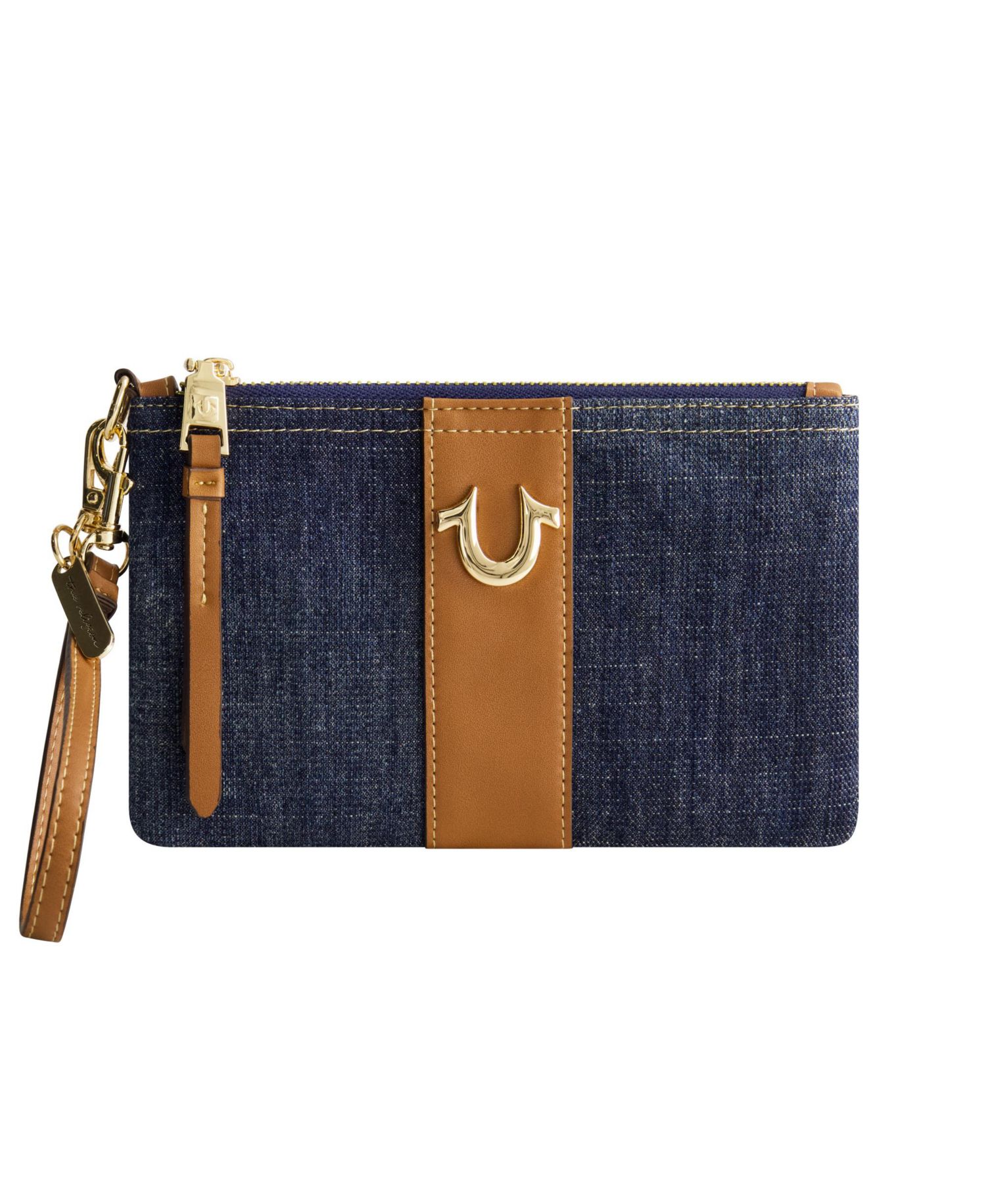 Horseshoe Denim Wristlet Pouch