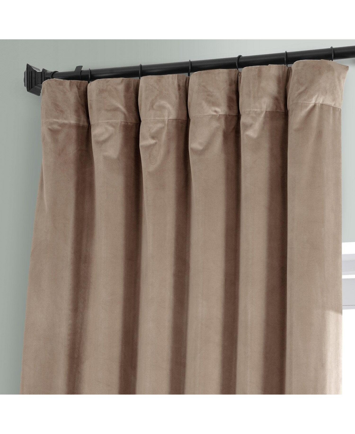 Half Price Drapes Pashmina Taupe Signature Plush Velvet Hotel Blackout Curtain