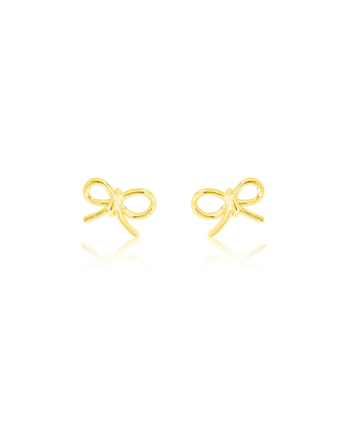 Yellow Gold Tone WIre Bow Earrings Mini Studs