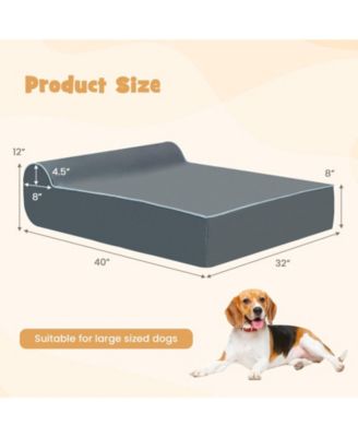 Orthopedic Dog Bed with Headrest and Removable Washable Cover-Grey