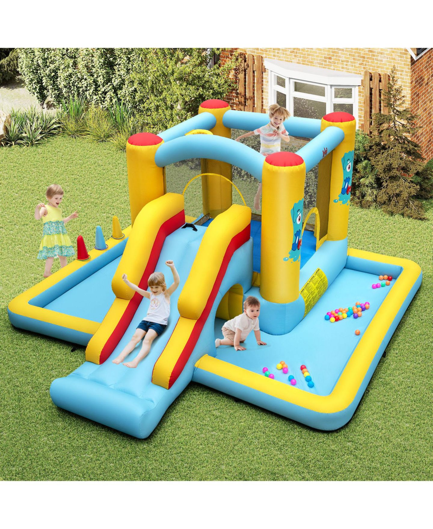 Детская игрушка Slickblue 7-in-1 Bounce House, 200 Lbs Capacity, Ages 3+, цвет: Синий — фото 2